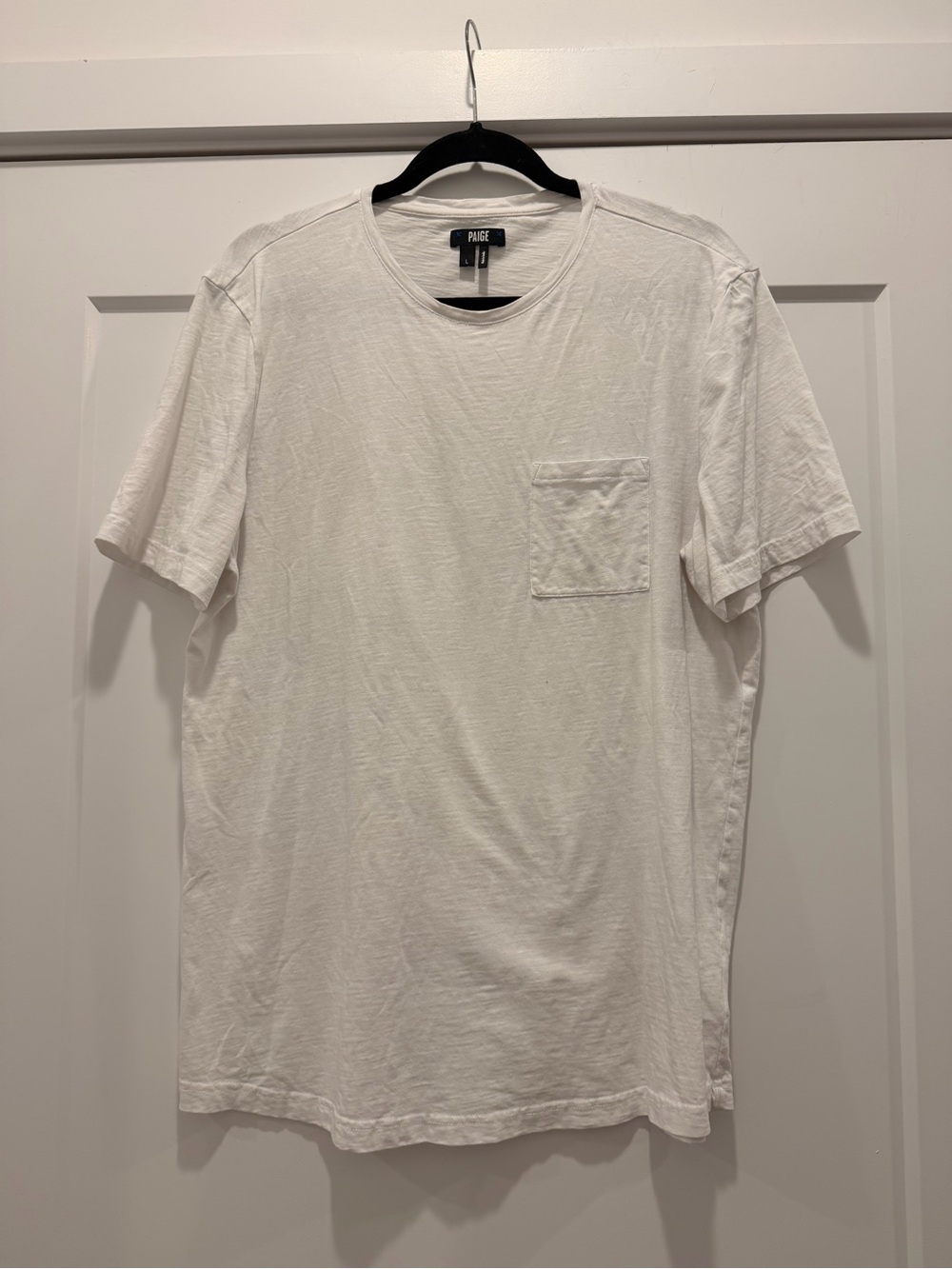 PAIGE Men's White Short Sleeve Pocket Tee - Crew Neck